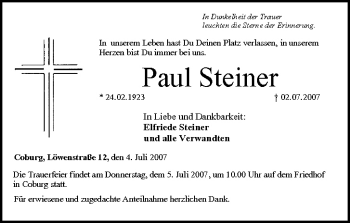 Anzeige von Paul Steiner von MGO