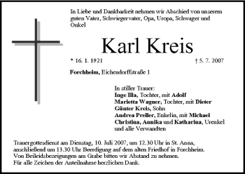 Anzeige von Karl Kreis von MGO