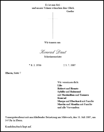 Anzeige von Konrad Daut von MGO
