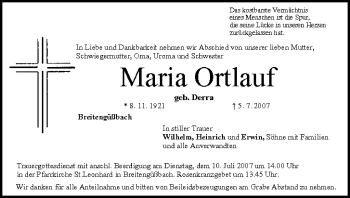 Anzeige von Maria Ortlauf von MGO