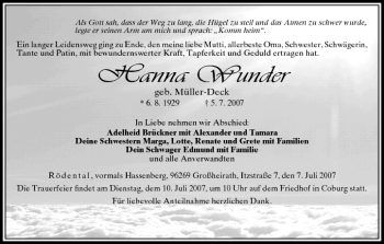 Anzeige von Hanna Wunder von MGO