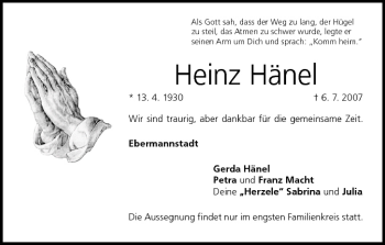 Anzeige von Heinz Hänel von MGO