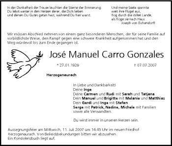 Anzeige von José Manuel Carro Gonzales von MGO