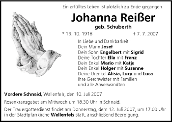Anzeige von Johanna Reißer von MGO
