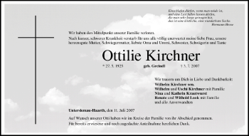 Anzeige von Ottilie Kirchner von MGO