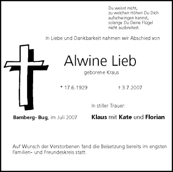 Anzeige von Alwine Lieb von MGO