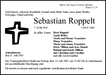 Anzeige von Sebastian Roppelt von MGO