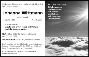 Anzeige von Johanna Wittmann von MGO