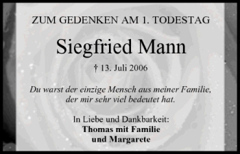Anzeige von Siegfried Mann von MGO