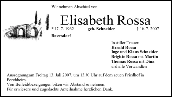 Anzeige von Elisabeth Rossa von MGO