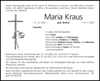 Anzeige von Maria Kraus von MGO