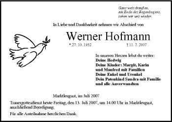 Anzeige von Werner Hofmann von MGO