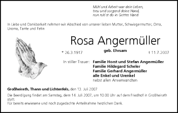 Anzeige von Rosa Angermüller von MGO