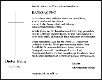 Anzeige von Dieter Fehn von MGO
