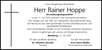 Anzeige von Rainer Hoppe von MGO