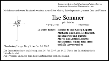 Anzeige von Ilse Sommer von MGO