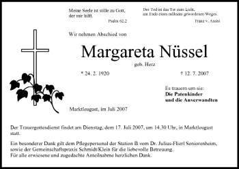 Anzeige von Margareta Nüssel von MGO