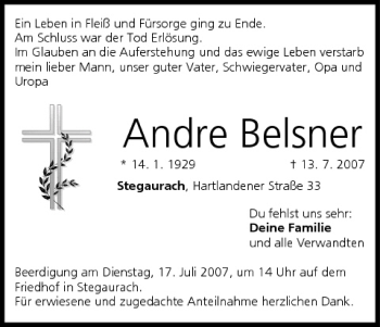 Anzeige von Andre Belsner von MGO