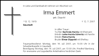 Anzeige von Irma Emmert von MGO
