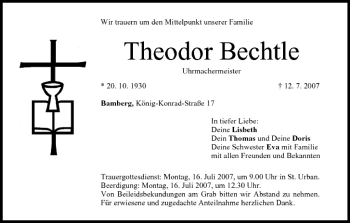 Anzeige von Theodor Bechtle von MGO