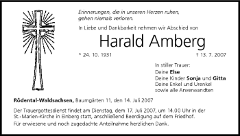 Anzeige von Harald Amberg von MGO