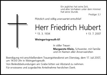 Anzeige von Friedrich Hubert von MGO