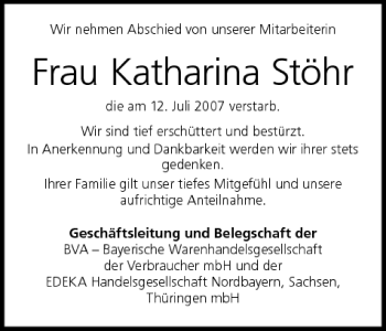 Anzeige von Katharina Stöhr von MGO