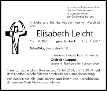 Anzeige von Elisabeth Leicht von MGO