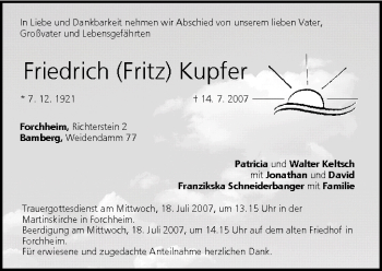 Anzeige von Friedrich Kupfer von MGO