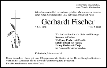 Anzeige von Gerhardt Fischer von MGO