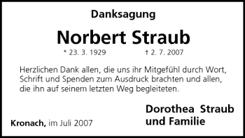 Anzeige von Norbert Straub von MGO