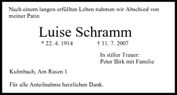 Anzeige von Luise Schramm von MGO