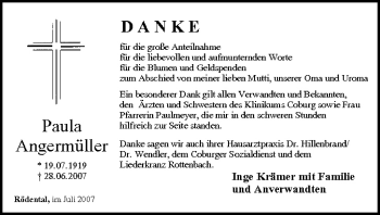 Anzeige von Paula Angermüller von MGO