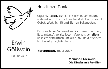 Anzeige von Erwin Gößwein von MGO