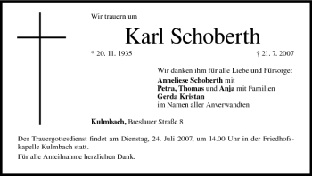 Anzeige von Karl Schoberth von MGO