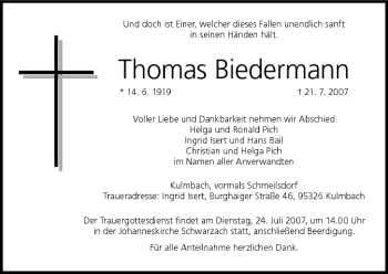 Anzeige von Thomas Biedermann von MGO