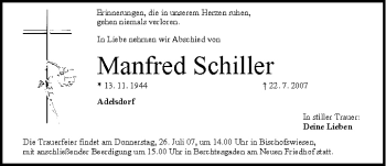 Anzeige von Manfred Schiller von MGO