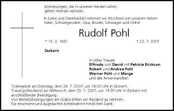 Anzeige von Rudolf Pohl von MGO