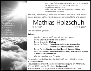 Anzeige von Mathias Holzschuh von MGO