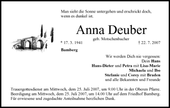 Anzeige von Anna Deuber von MGO