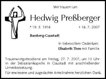 Anzeige von Hedwig Preßberger von MGO