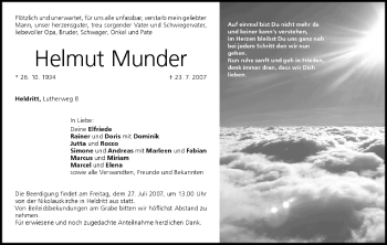 Anzeige von Helmut Munder von MGO