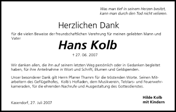 Anzeige von Hans Kolb von MGO