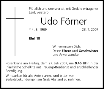 Anzeige von Udo Förner von MGO