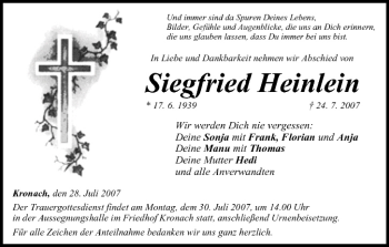 Anzeige von Siegfried Heinlein von MGO
