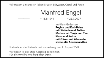 Anzeige von Manfred Engel von MGO