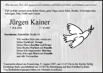 Anzeige von Jürgen Kainer von MGO