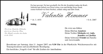 Anzeige von Valentin Hemmer von MGO