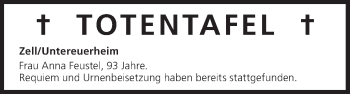 Anzeige von Totentafel vom 07.03.2015 von MGO