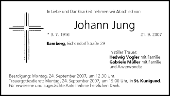 Anzeige von Johann Jung von MGO
